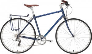 blue civia north loop bicycle with painted rear